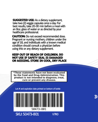 The Anti-Anxiety supplement label features relaxation support info, usage instructions, cautions for pregnant/nursing women and those under 18, storage advice, FDA disclaimer, and displays SKU/lot number on a white and blue background.