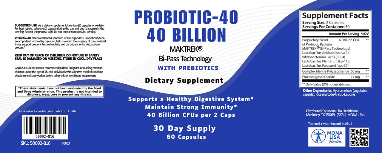 Probiotic 40 Billion CFU